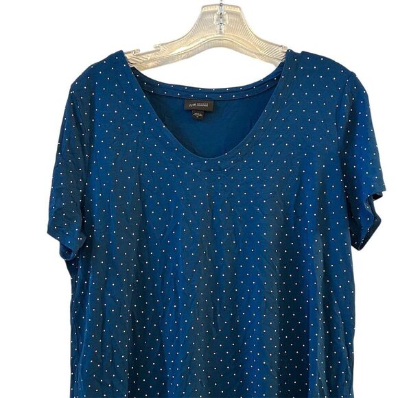 J. Jill Women's Polka Dot Scoop Neck Tee Blue Size M Casual Spring - Picture 2 of 11
